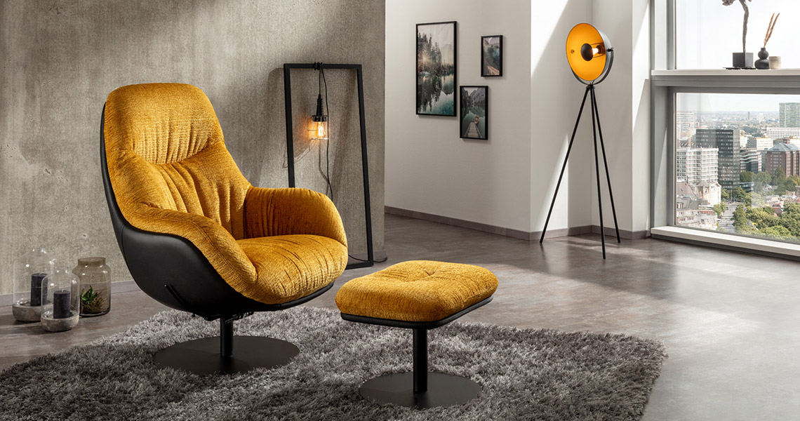 ALASSIO-Relax-Sessel-lounge_Bicolor-Leder-toledo-nero-Stoff-Fusion-mustard-06_Drehteller